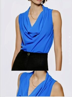 Zara Blue Cowl Neck Sleeveless Top – NWOT (Never Worn)